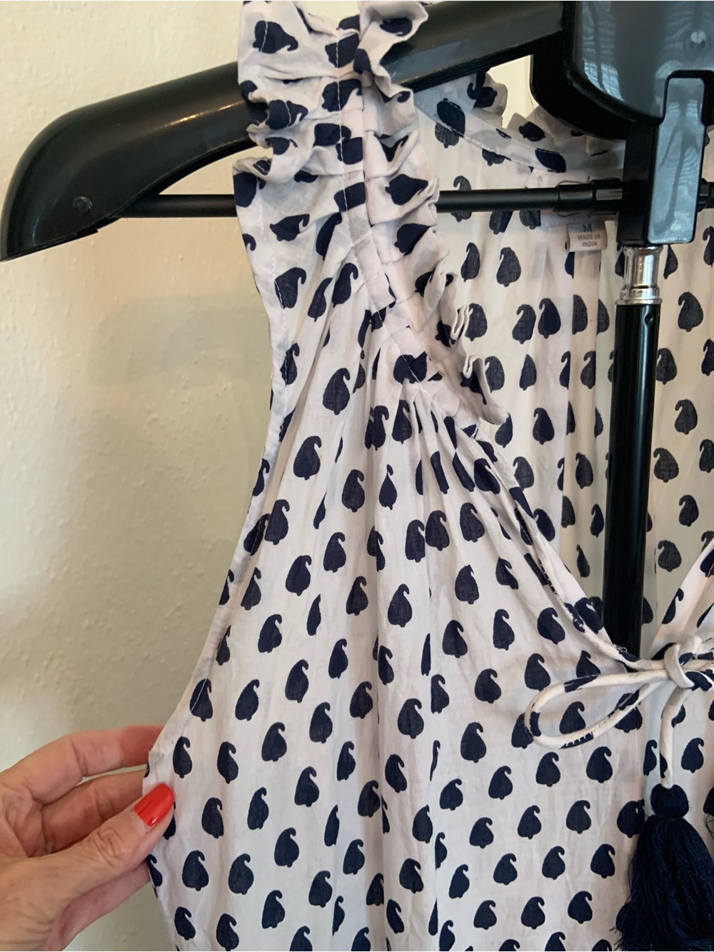 Mud Pie Dress Sleeveless Navy and White Maxi Dress with Tassel Tie - Picture 4 of 7